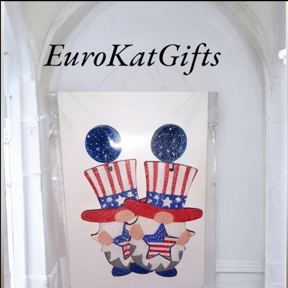 Fourth of July Earrings UNCLE SAM Dangle stainless steel posts plastic backs NEW - Picture 9 of 13